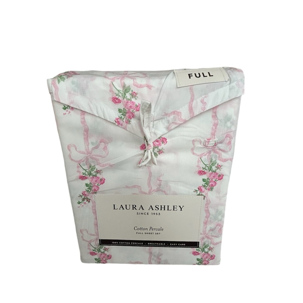 Pink and white bow set of sheets full size